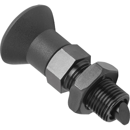 Indexing Plunger W Rotation Lock Size:2 D1=M12X1,5, D=6, Form:B, Steel Black Oxidized, Comp: Plastic